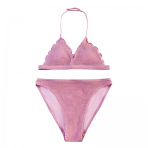 Lasten kaulan laippa kolmiokuppi kaksiosainen uimapuku söpö